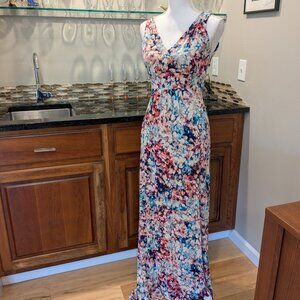 Body Skimming Powder Pink Sky Blue Sleeveless Knit Empire Waist Maxi Sun Dress